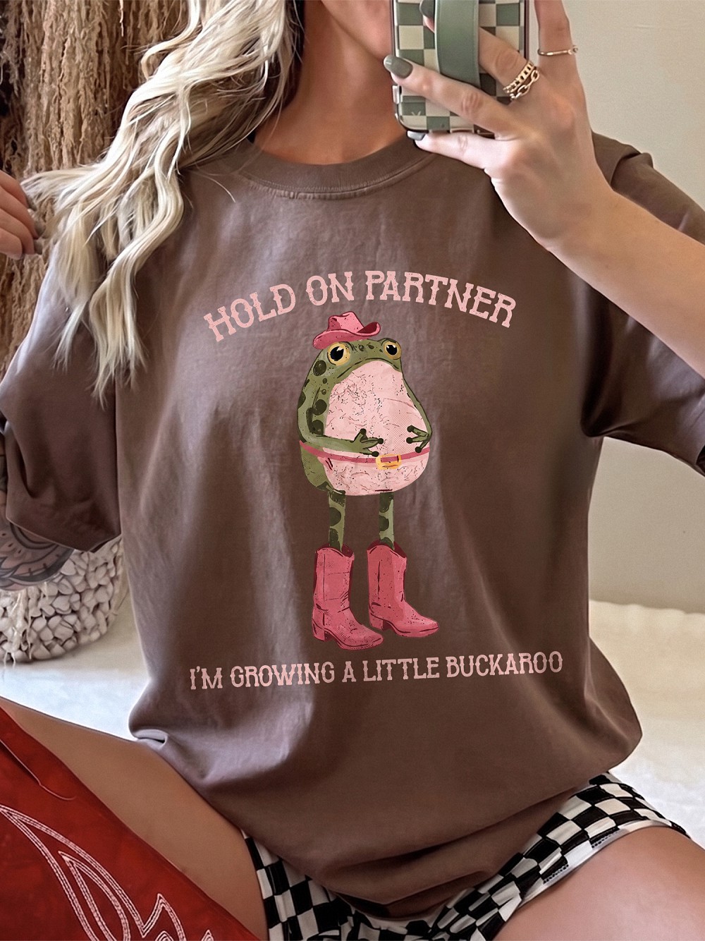 Growing A Little Buckaroo Western Maternity Shirt | Cowboy Frog Tee