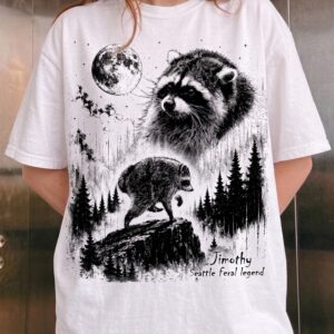 Timothy Seattle Feral Legend Raccoon Shirt - PNW Wildlife Graphic Tee