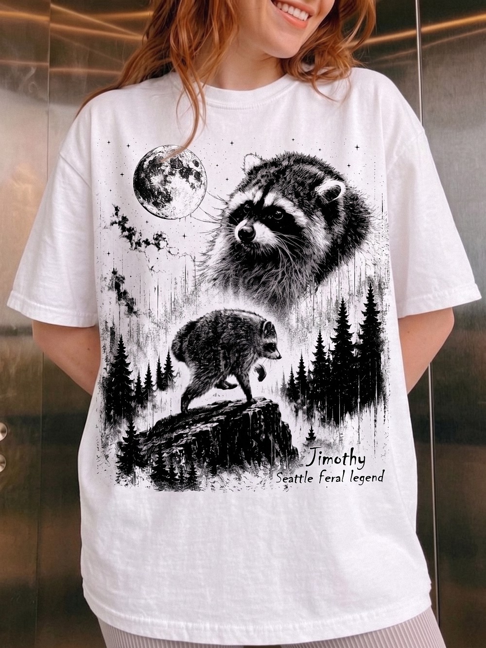 Timothy Seattle Feral Legend Raccoon Shirt - PNW Wildlife Graphic Tee