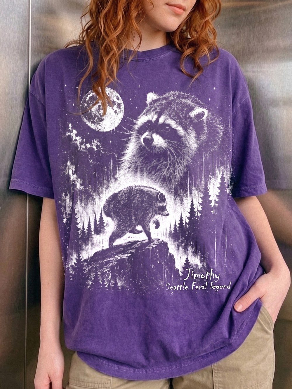 Timothy Seattle Feral Legend Raccoon Shirt - PNW Wildlife Graphic Tee