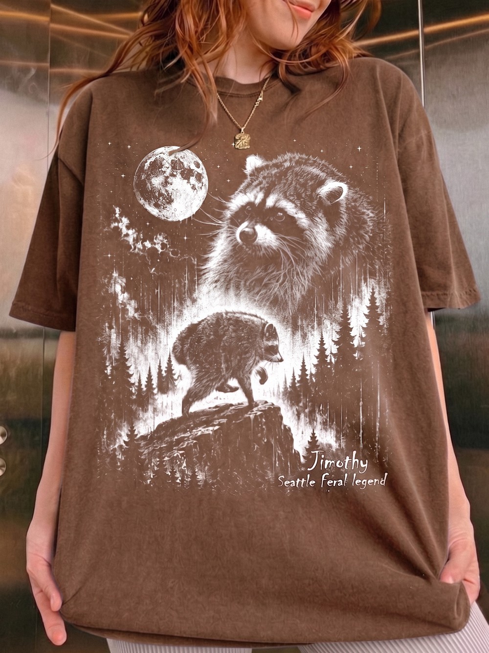 Timothy Seattle Feral Legend Raccoon Shirt - PNW Wildlife Graphic Tee