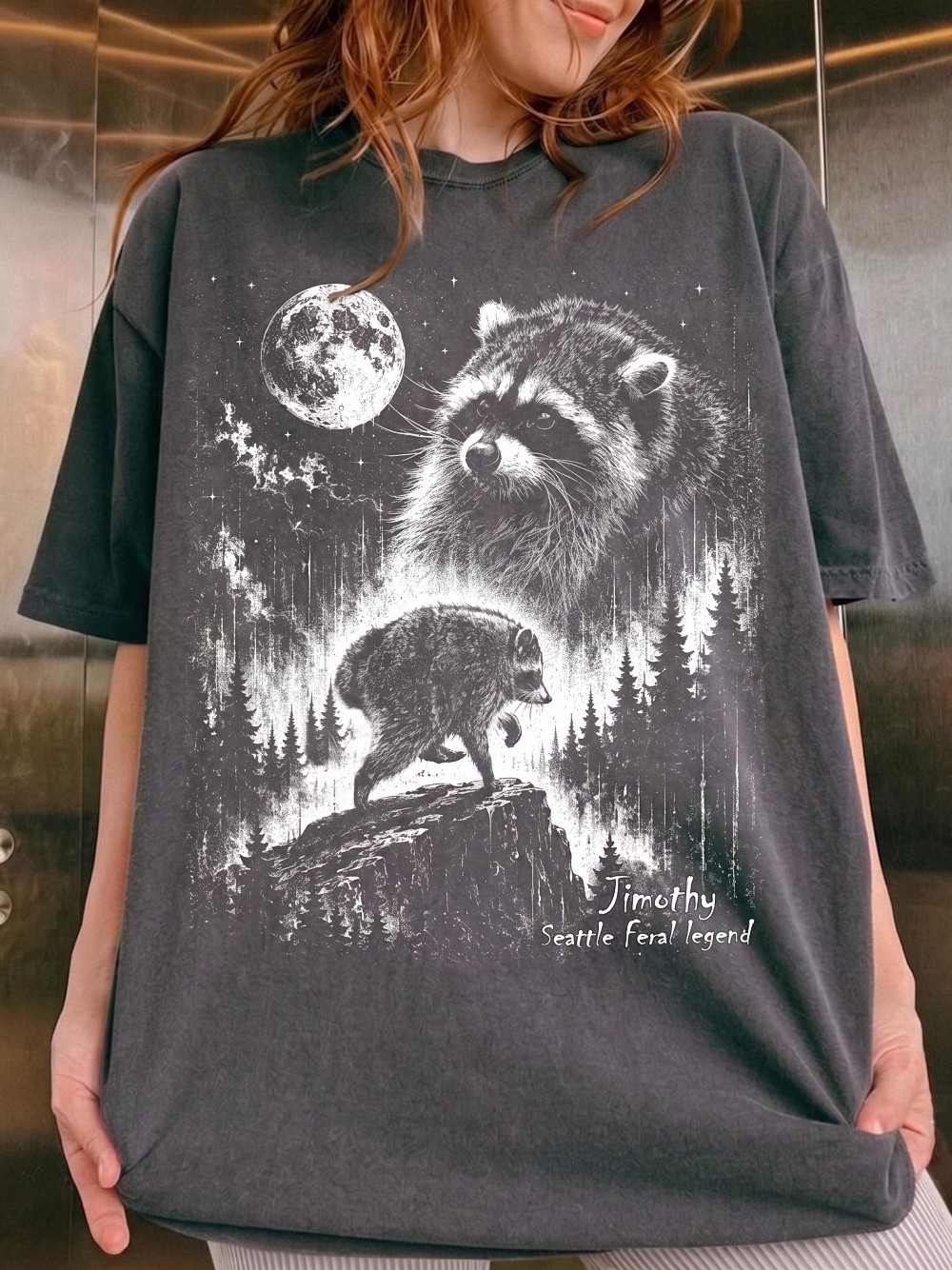 Timothy Seattle Feral Legend Raccoon Shirt - PNW Wildlife Graphic Tee