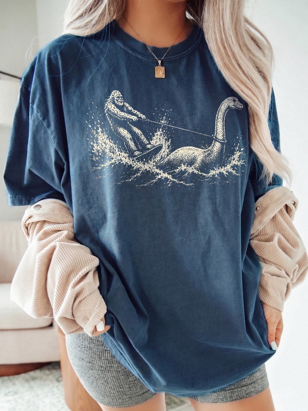 Vintage Bigfoot and Loch Ness Monster T-Shirt - Funny Cryptid AST Tee