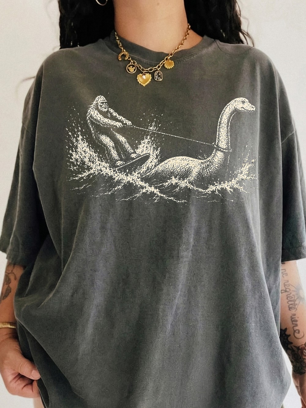 Vintage Bigfoot and Loch Ness Monster T-Shirt - Funny Cryptid AST Tee