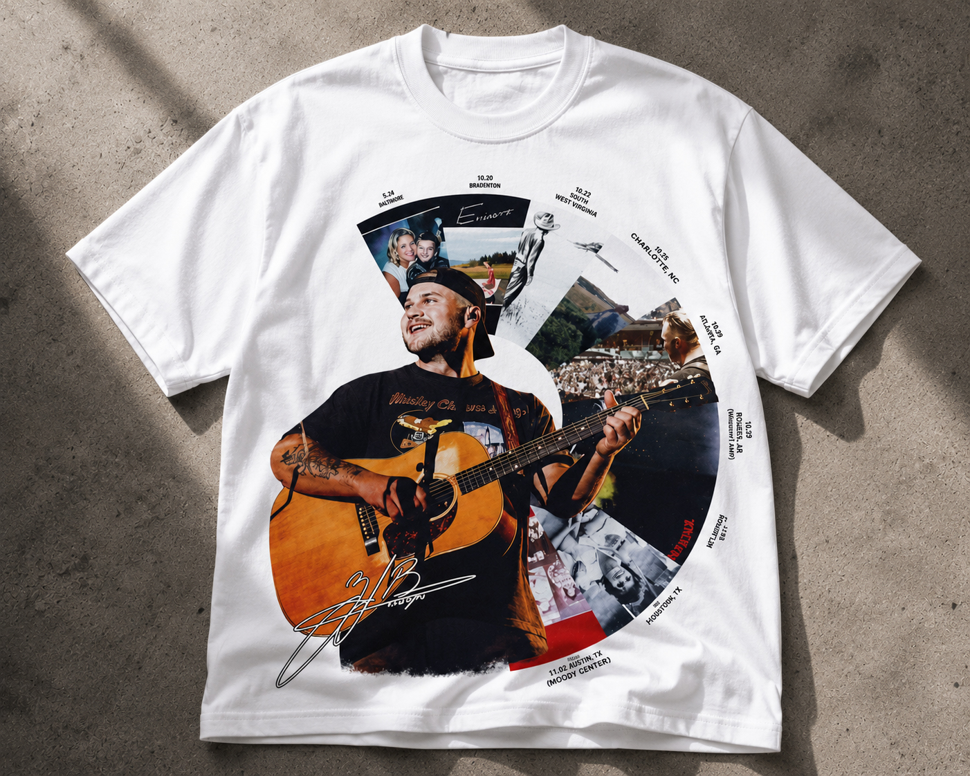 Zach Bryan Tour Dates Shirt | Vintage Collage Concert Tee