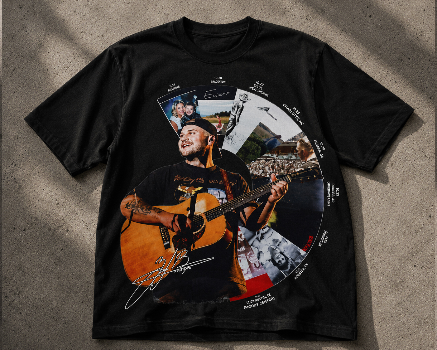 Zach Bryan Tour Dates Shirt | Vintage Collage Concert Tee
