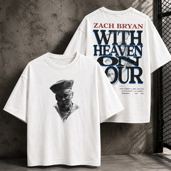 Zach Bryan With Heaven On Tour Vintage Acid Wash Tee