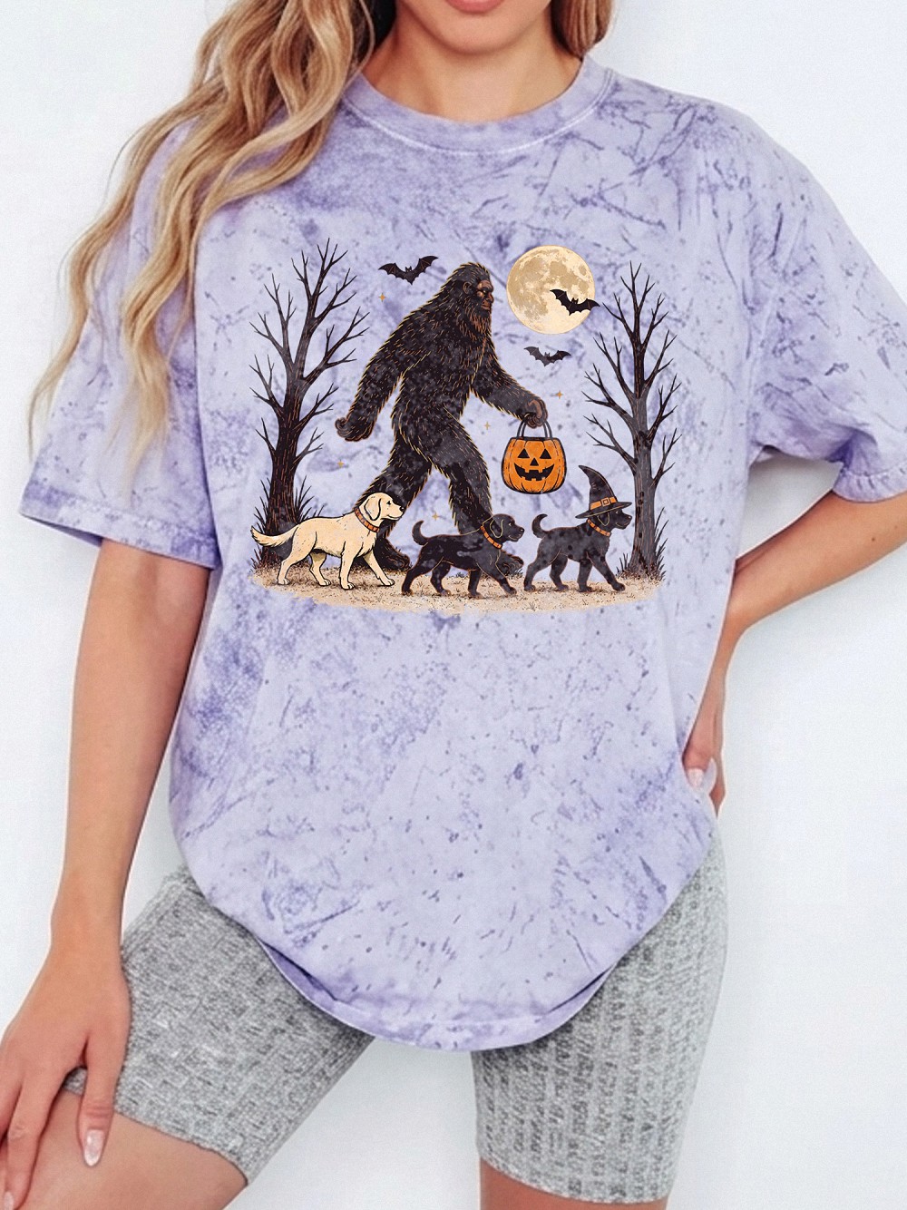 Bigfoot Walking Dogs Halloween Shirt | Spooky Dog Mom Tee