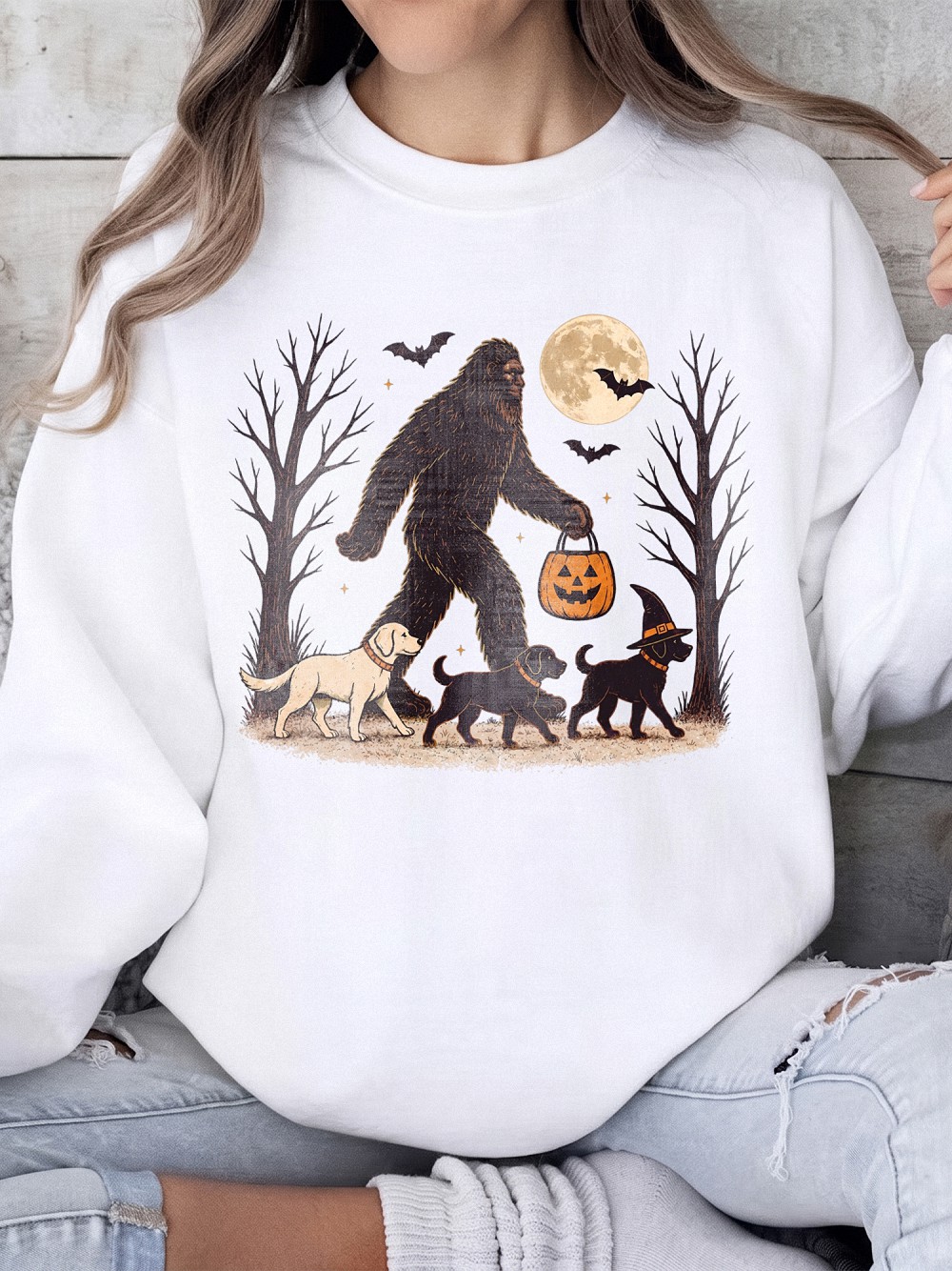 Bigfoot Walking Dogs Halloween Shirt | Spooky Dog Mom Tee