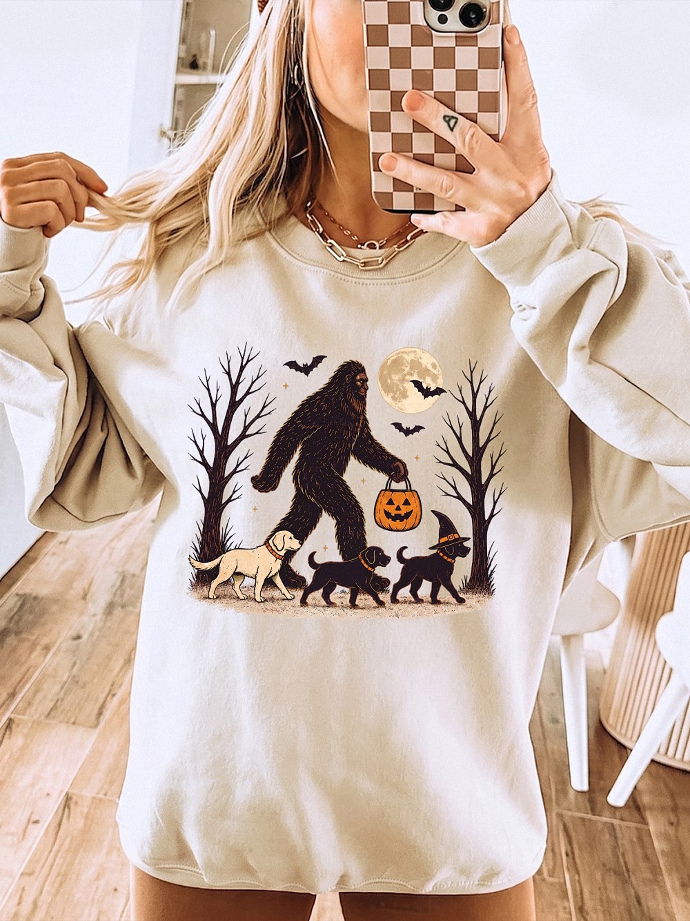 Bigfoot Walking Dogs Halloween Shirt | Spooky Dog Mom Tee