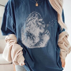 Boho Bigfoot Dandelion Graphic Tee - Gentle Sasquatch Nature Shirt