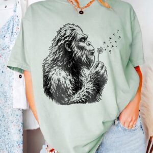 Boho Bigfoot Dandelion Graphic Tee - Gentle Sasquatch Nature Shirt