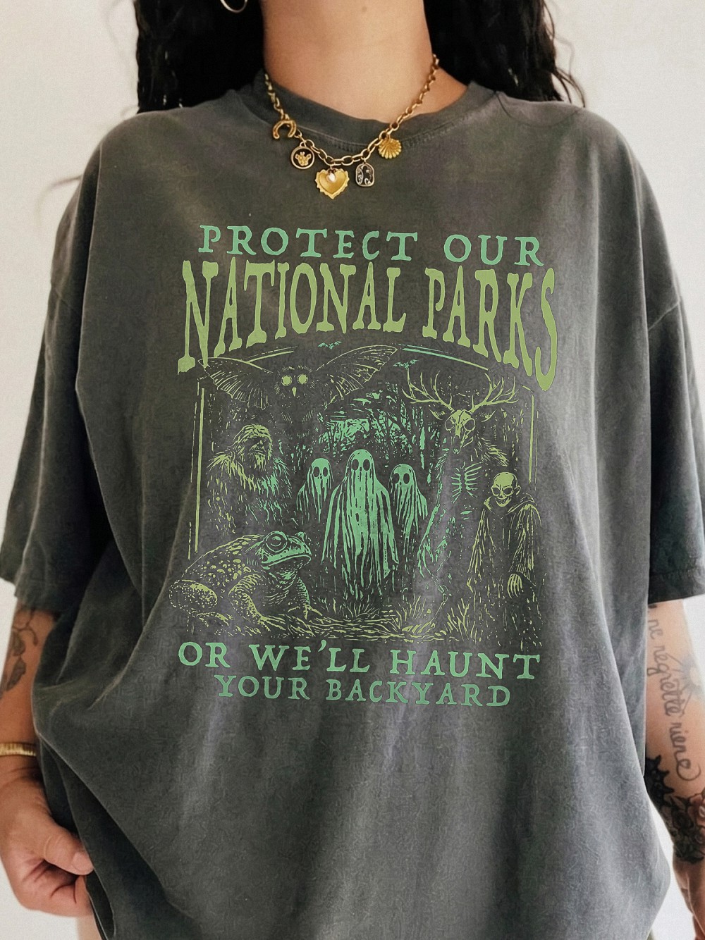 Protect Our National Parks Cryptid Tee - Mothman & Bigfoot Shirt