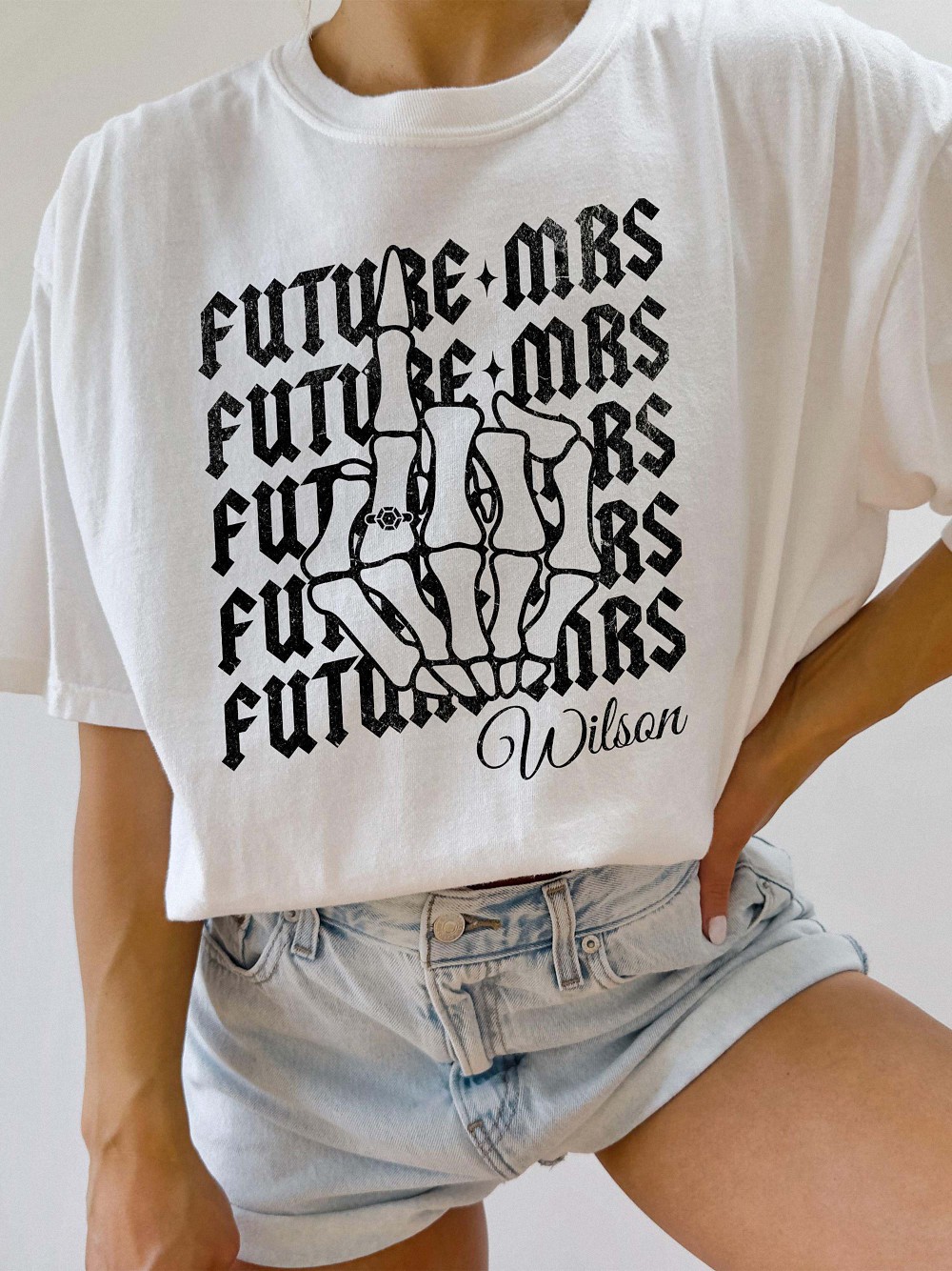 Custom Future Mrs Skeleton Hand Engagement Sweatshirt