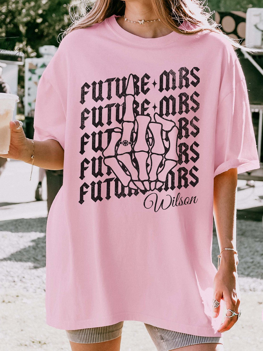 Custom Future Mrs Skeleton Hand Engagement Sweatshirt