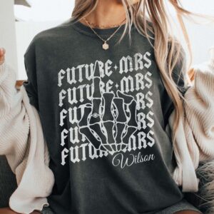 Custom Future Mrs Skeleton Hand Engagement Sweatshirt