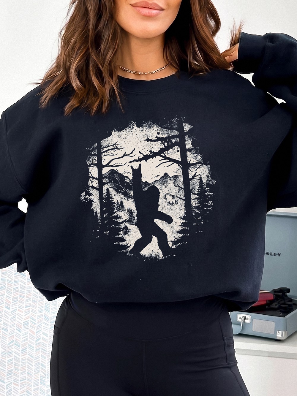 Bigfoot Sweatshirt - Funny Sasquatch Forest Graphic Crewneck