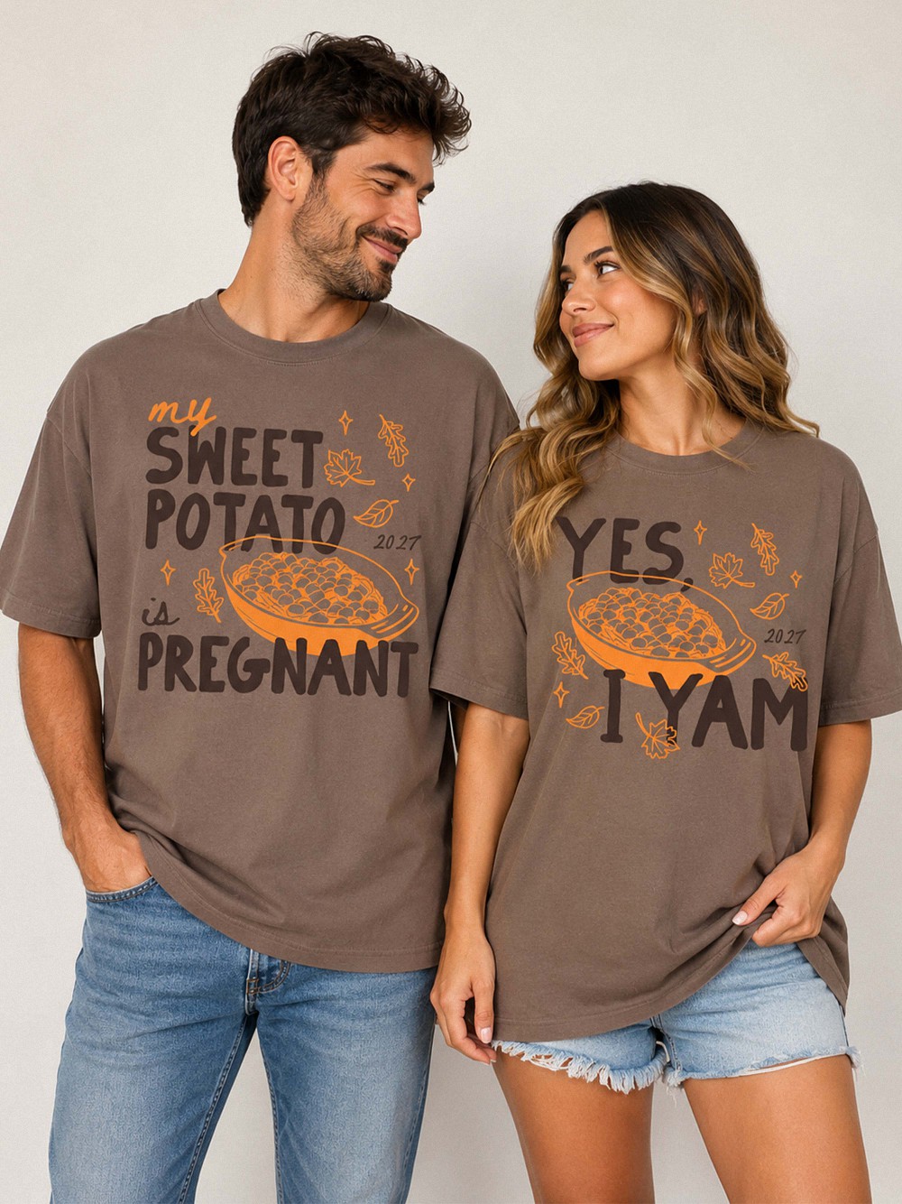 My Sweet Potato Is Pregnant Yes I Yam Matching Couples Shirts 2027