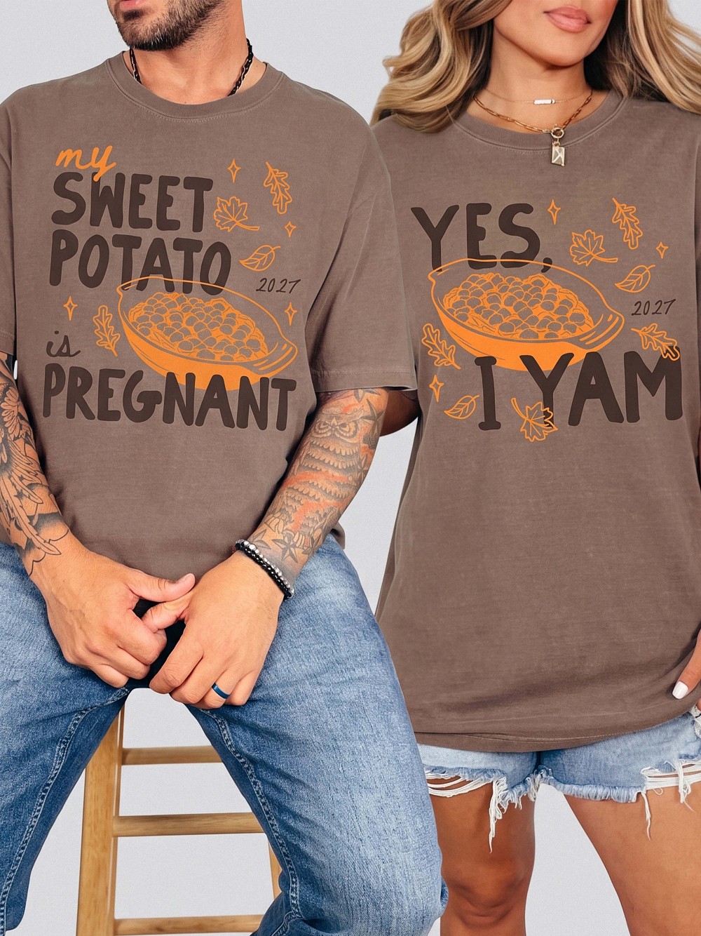 My Sweet Potato Is Pregnant Yes I Yam Matching Couples Shirts 2027