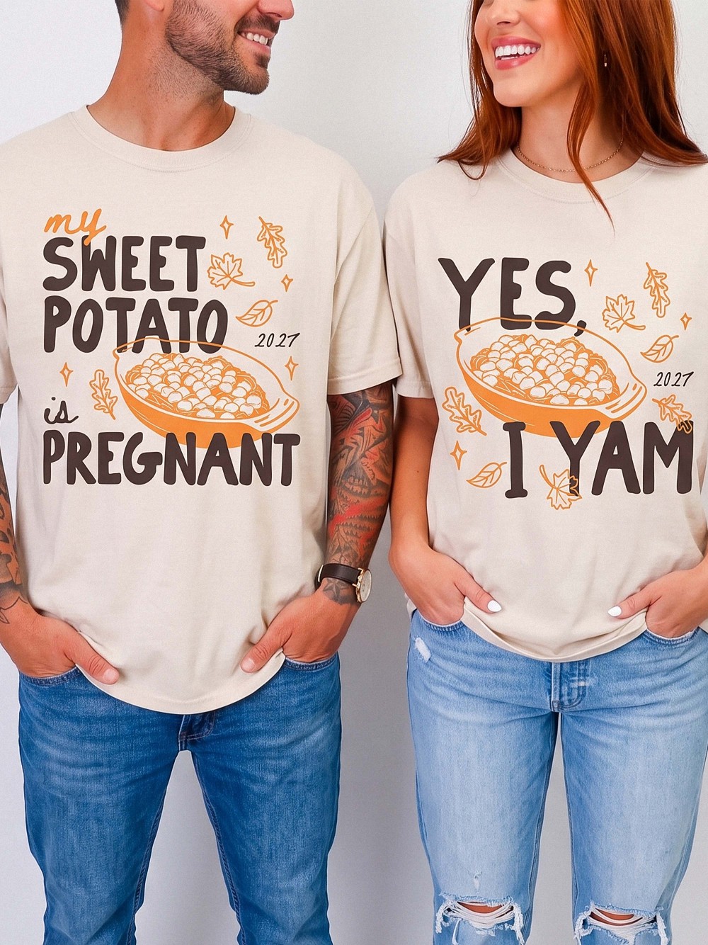 My Sweet Potato Is Pregnant Yes I Yam Matching Couples Shirts 2027