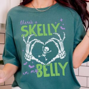 There's A Skelly In My Belly Skeleton Halloween Maternity Tee