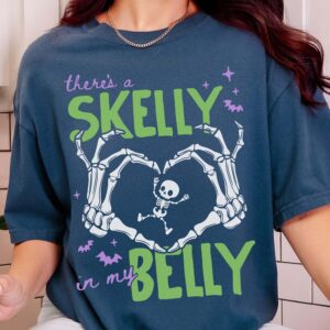 There's A Skelly In My Belly Skeleton Halloween Maternity Tee