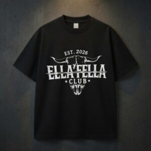 Ella Fella Club Shirt Est 2026 Western Bull Skull Graphic Tee