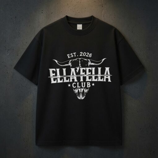 Ella Fella Club Shirt Est 2026 Western Bull Skull Graphic Tee