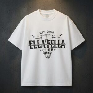 Ella Fella Club Shirt Est 2026 Western Bull Skull Graphic Tee