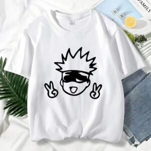 Satoru Gojo Minimalist Graphic Tee | Anime Peace Sign T-Shirt