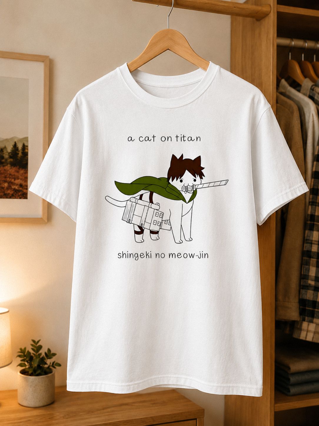 A Cat On Titan: Shingeki No Meow-Jin Eren Yeager Parody Tee