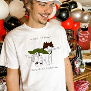 A Cat On Titan: Shingeki No Meow-Jin Eren Yeager Parody Tee