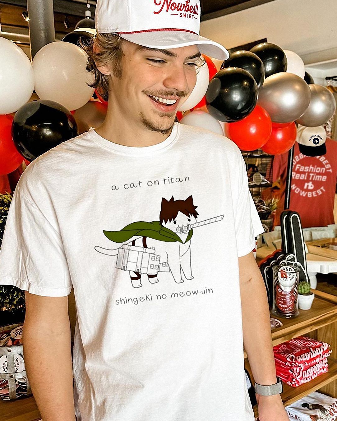 A Cat On Titan: Shingeki No Meow-Jin Eren Yeager Parody Tee