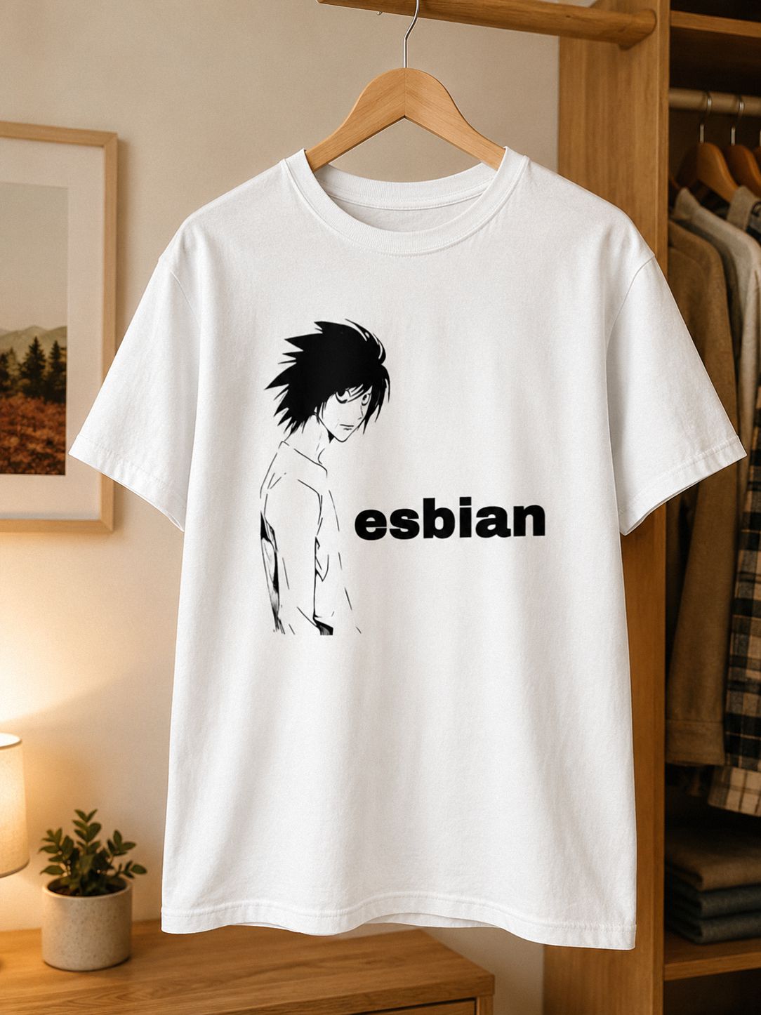 L Lawliet Esbian Meme Shirt - Ironic Anime Graphic Tee