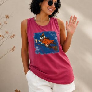 AST Raccoon Witch Iced Coffee Halloween Tank Top