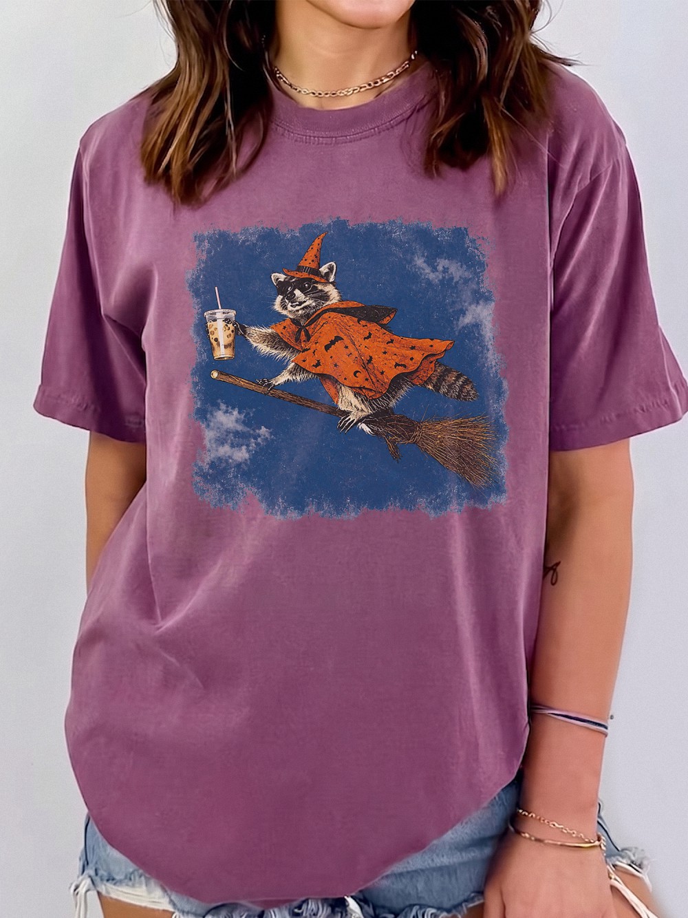 AST Raccoon Witch Iced Coffee Halloween Tank Top