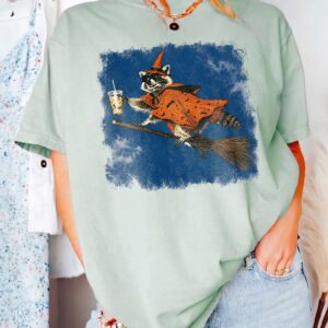 AST Raccoon Witch Iced Coffee Halloween Tank Top