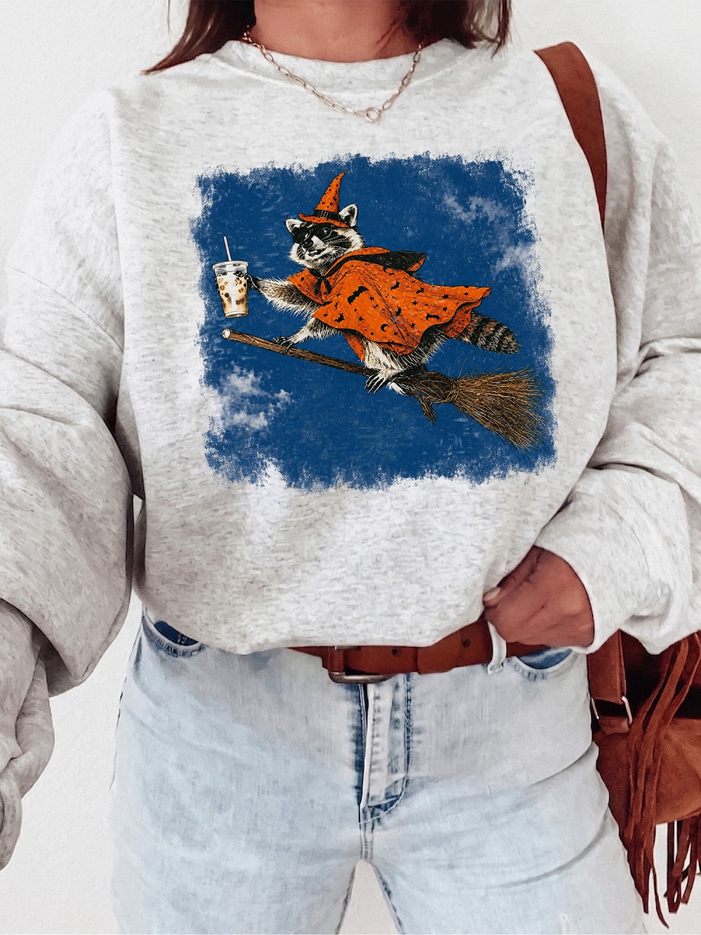 AST Raccoon Witch Iced Coffee Halloween Tank Top