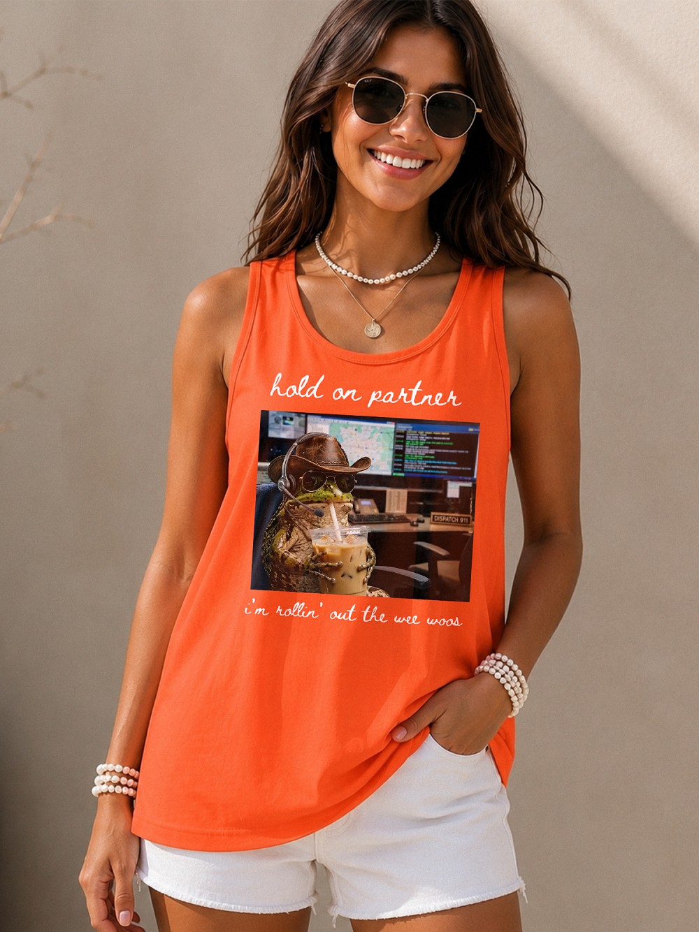 Hold On Partner Wee Woos Tank Top - Funny 911 Dispatcher Meme