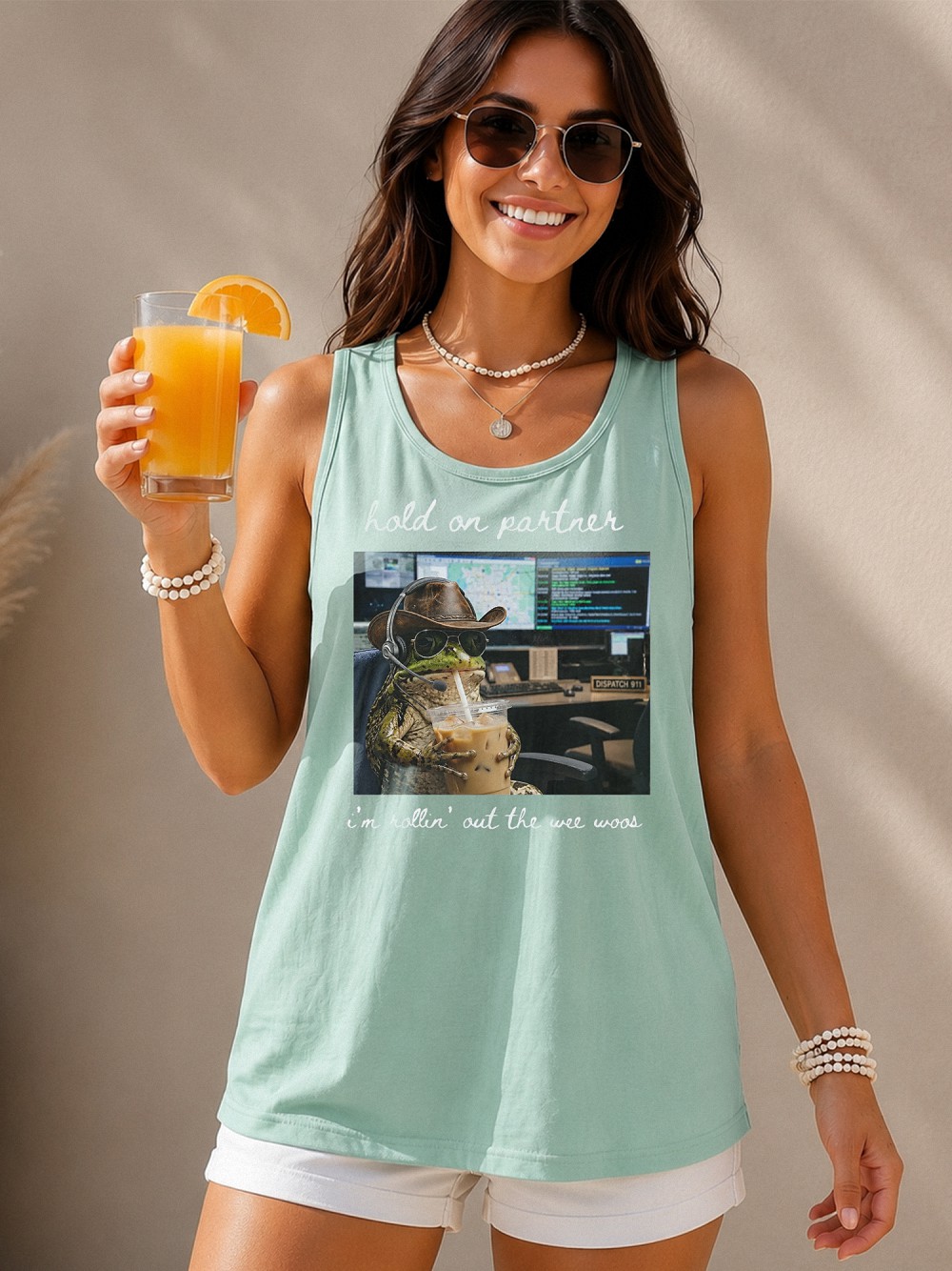 Hold On Partner Wee Woos Tank Top - Funny 911 Dispatcher Meme