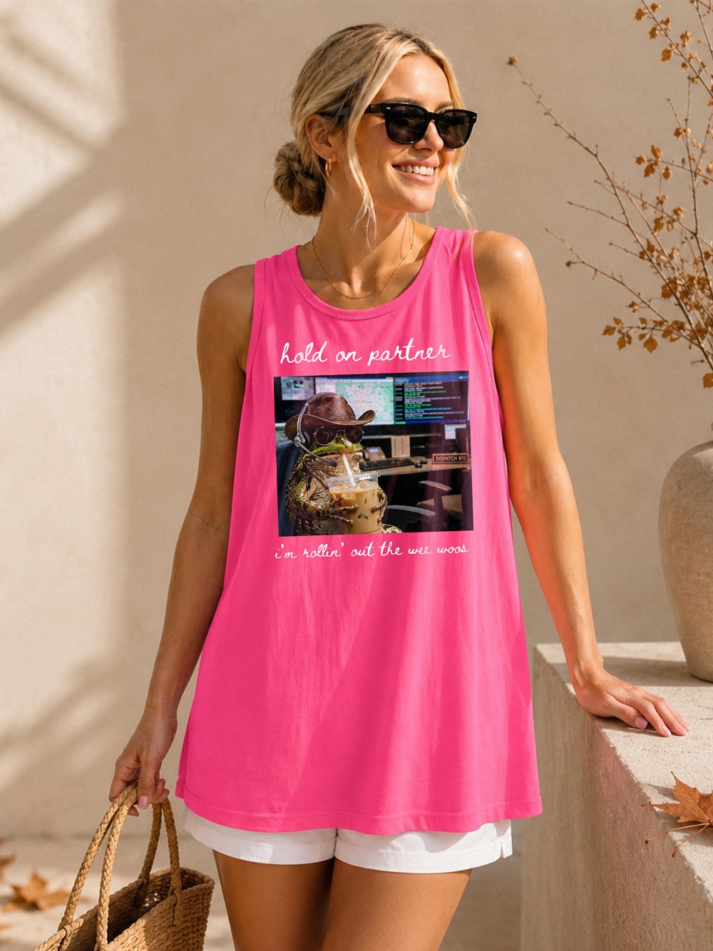 Hold On Partner Wee Woos Tank Top - Funny 911 Dispatcher Meme