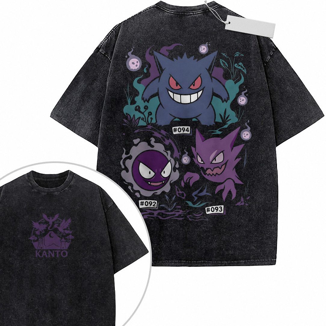 Gengar, Haunter & Gastly Vintage Wash T-Shirt | Kanto Ghost Tee