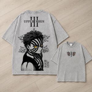 Akaza Vintage Wash T-Shirt | Upper Moon III Anime Streetwear Graphic Tee