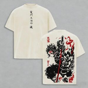 Tanjiro Kamado Vintage Wash Anime Graphic T-Shirt dvbxpjao