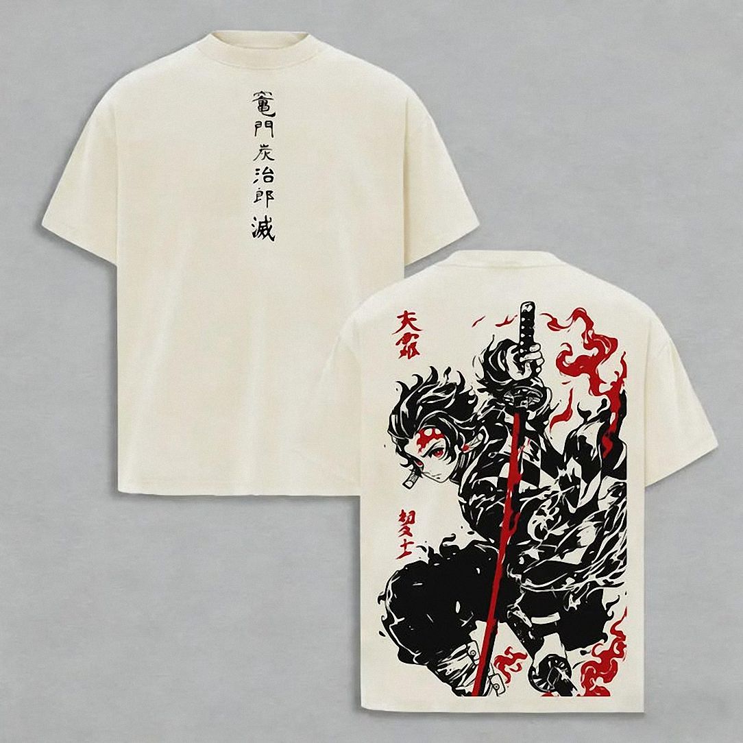 Tanjiro Kamado Vintage Wash Anime Graphic T-Shirt dvbxpjao