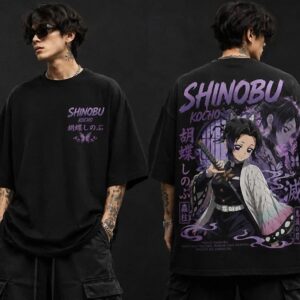 Shinobu Kocho Graphic Tee - Minimalist Anime Butterfly Shirt nrgnbfrp