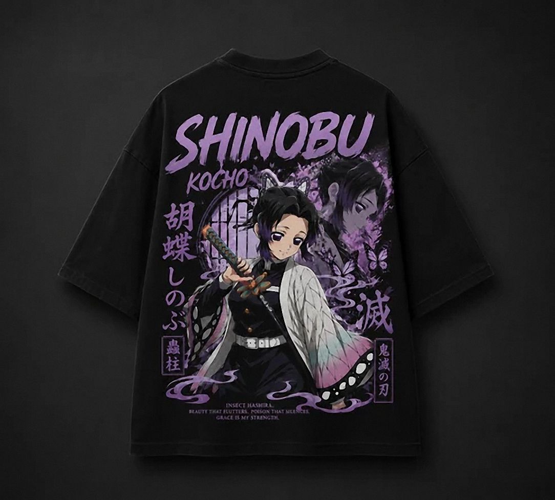 Shinobu Kocho Graphic Tee - Minimalist Anime Butterfly Shirt nrgnbfrp