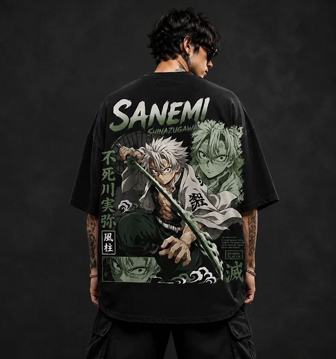 Sanemi Shinazugawa Demon Slayer Vintage Streetwear Graphic Tee