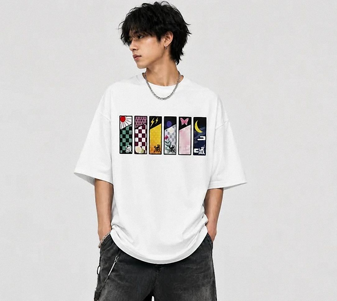 Demon Slayer Abstract Panel Graphic Tee - Anime Streetwear