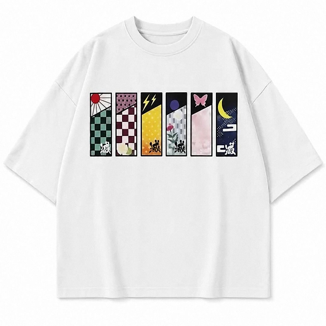Demon Slayer Abstract Panel Graphic Tee - Anime Streetwear